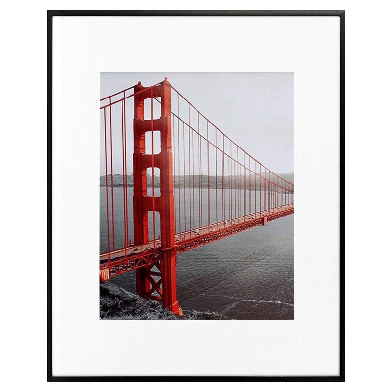 Frametory, 11x14 Aluminum Picture Frame - 11 x 14 Black Frame with Removable Mat for 8 x 10 Photo - 14 by 11 Durable Metal Frame with Real Glass - Sawtooth Hanger for Easy Wall Display - 1 Pack - Image 1